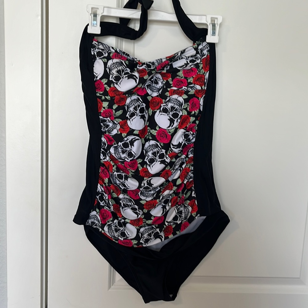 Pinup style skull swimsuit